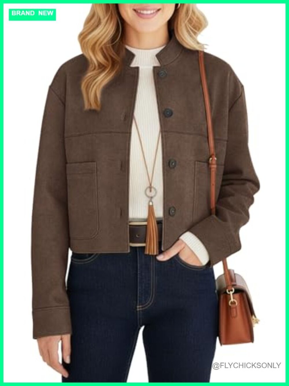 Faux Suede Cropped Bomber Jacket Lightweight Casual Outerwear